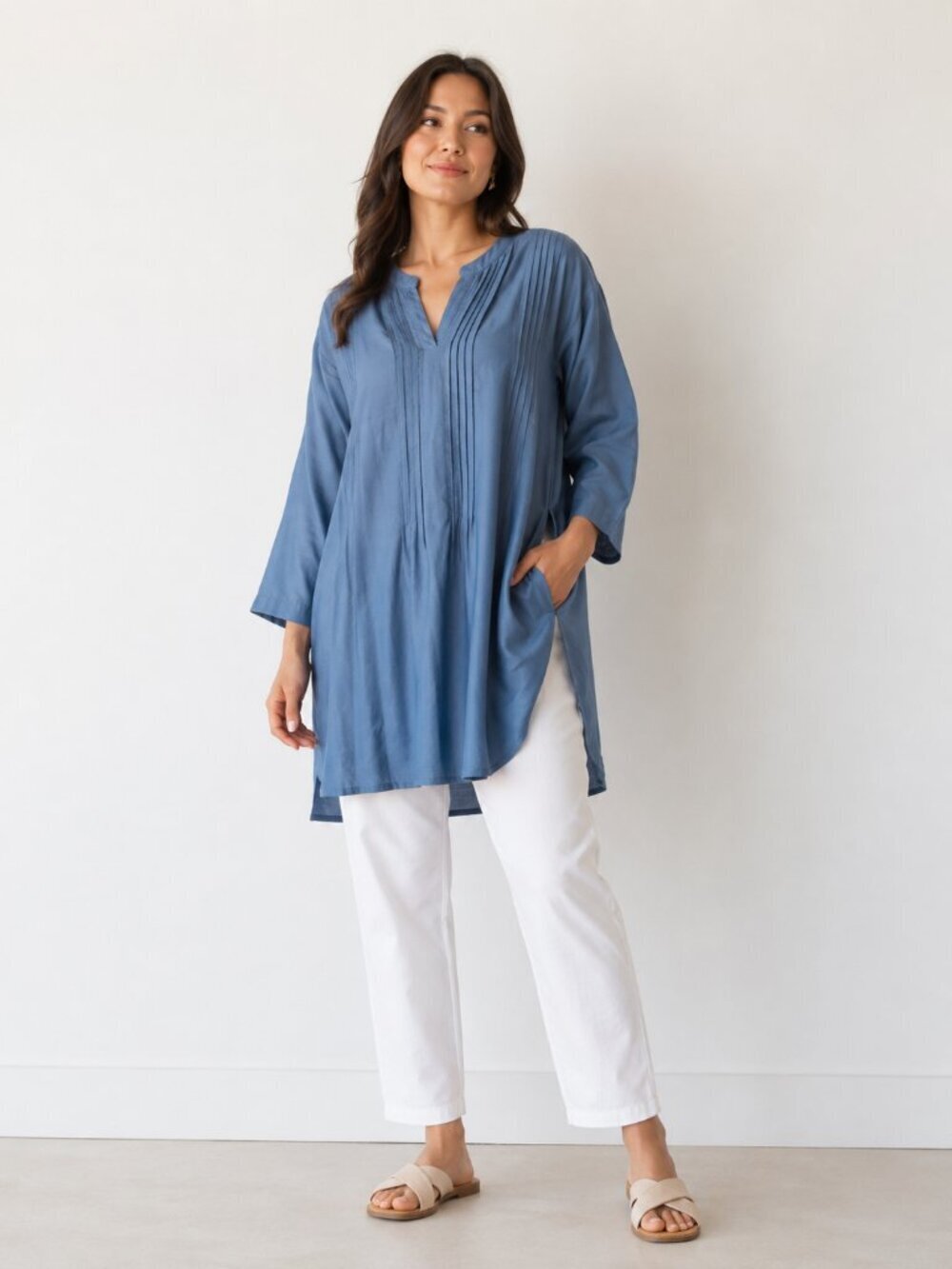 Fresh Produce Blue Tunic Top Blouse XXL